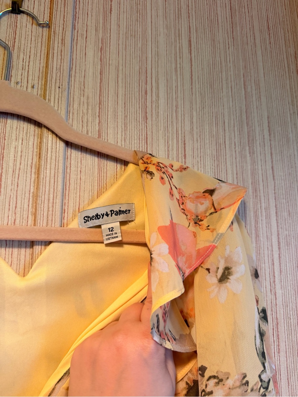 Shelby & Palmer Yellow Floral Ruffle V-Neck Maxi Dress - Picture 3 of 6